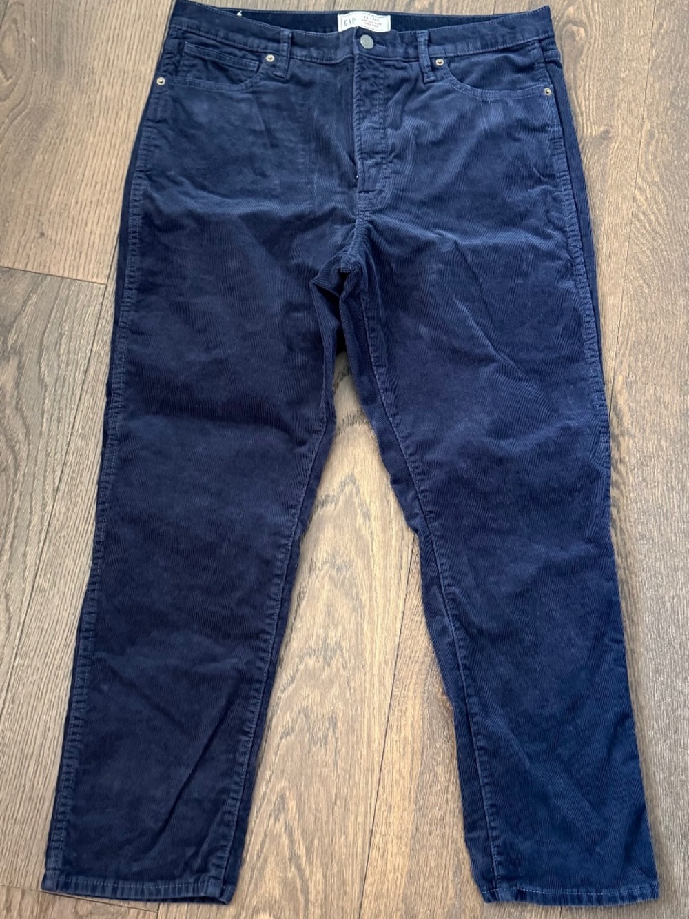 GAP Vintage Slim High Rise Navy Corduroy Pants Women's 33/16R Stretch Straight